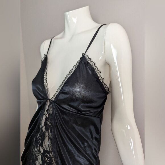 Vintage Black Lace Slip Dress Women’s XS/S Nylon Mini Adjustable Straps - Picture 6 of 8